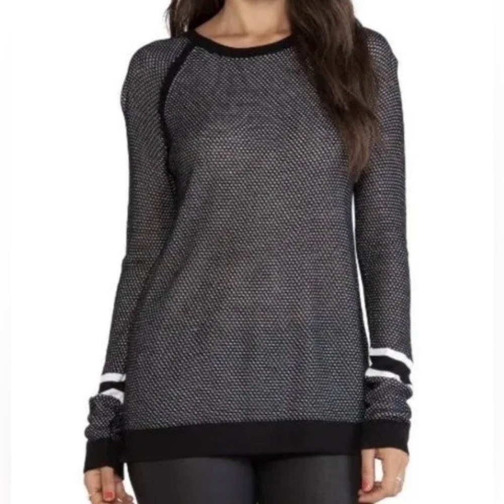 Rag & Bone Women Martina Thermal Shirt Size Small Grunge Bohemian Black Pyllover